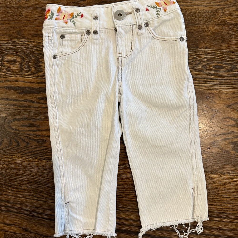 Embroidered White Size 4T Kids Jeans